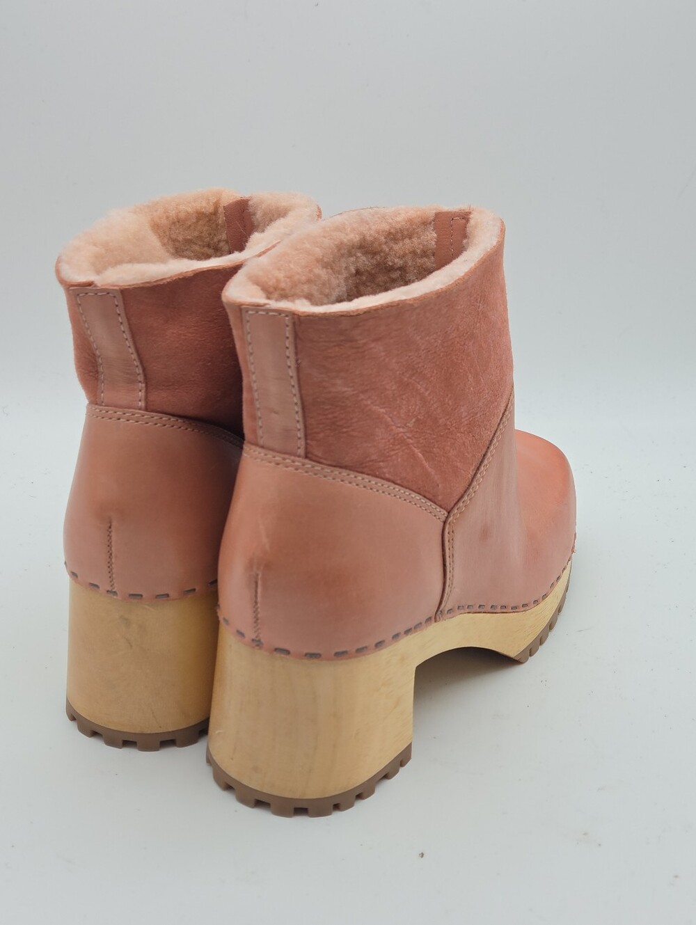 MIA Clogs Josi Black Leather Suede Heeled Shearling Lined Boots Size 8 - Picture 5 of 10